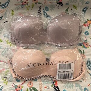 Victoria's Secret Women's Strapless Bras - Gray and Cream